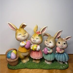 Spring Gatherings Bunny Family Easter Figurine NWT Holding Pastel Eggs